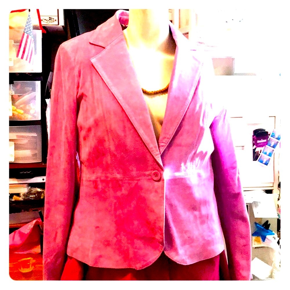 Suede blazer fully lined Liz Claiborne raspberry Vintage 12